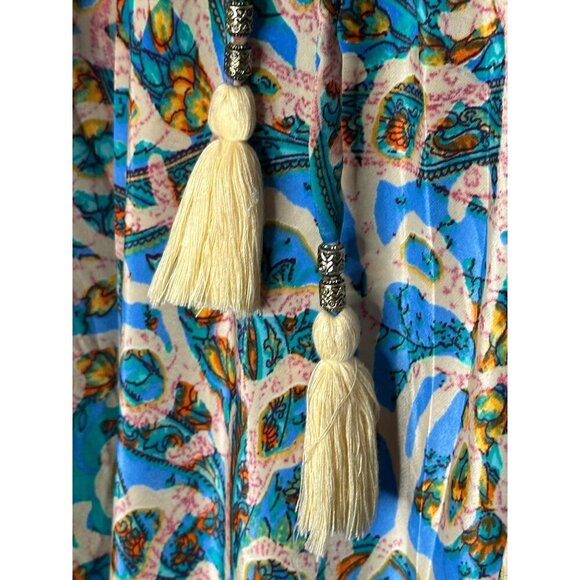 Bohemian Floral Maxi Dress With V-Neck & Tie Back - Women's Size S - Picture 12 of 14